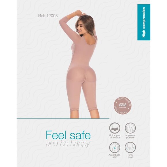 Women's High Tummy Control Cocoa-Optic Body Shaper Shapewear Compression Garment - Picture 6 of 9